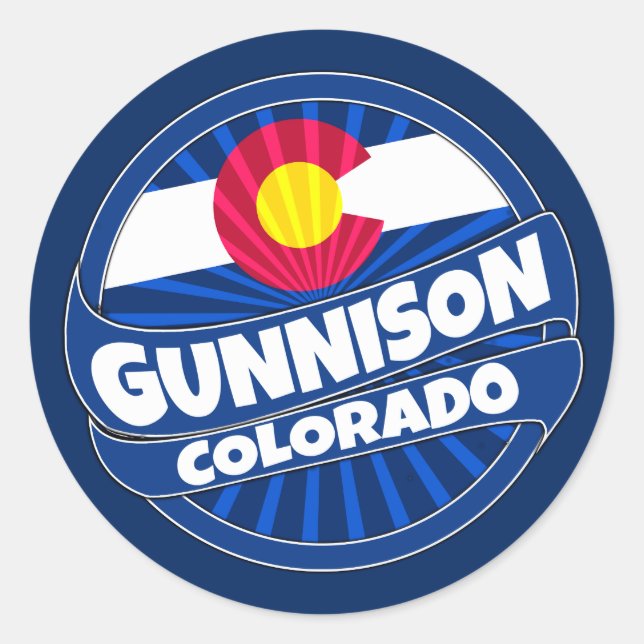 Gunnison Colorado flag burst stickers (Front)