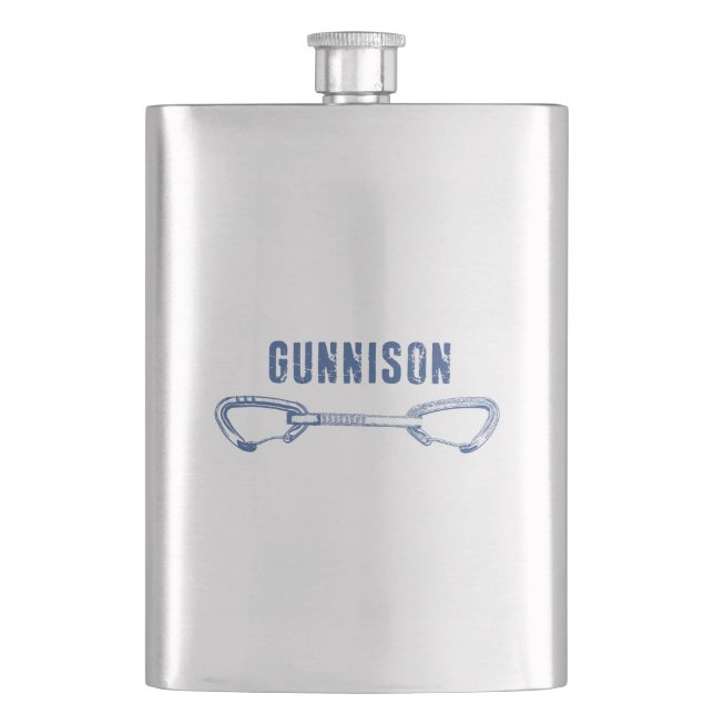 Gunnison Colorado Rock Climbing Quickdraw Hip Flask (Front)