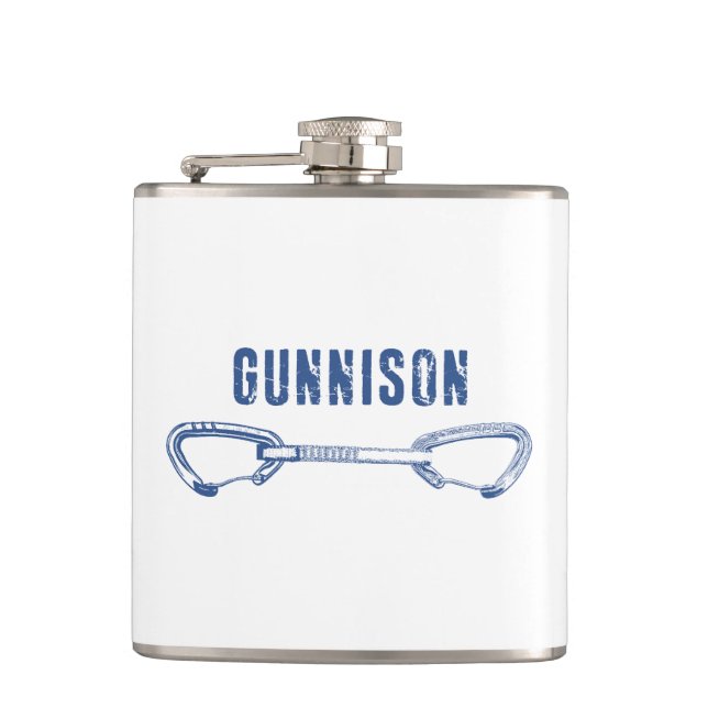 Gunnison Colorado Rock Climbing Quickdraw Hip Flask (Front)