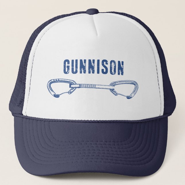 Gunnison Colorado Rock Climbing Quickdraw Trucker Hat (Front)