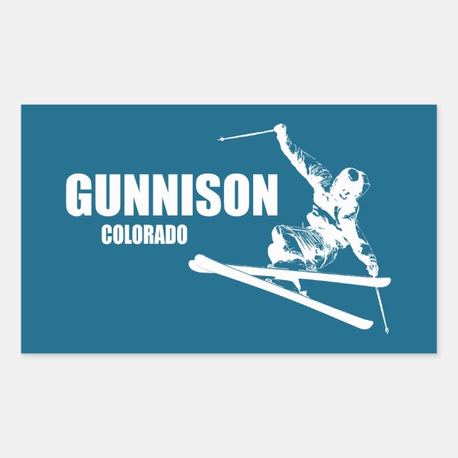 Gunnison Colorado Skier Rectangular Sticker (Front)