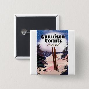 Gunnison county Ski travel poster. 15 Cm Square Badge