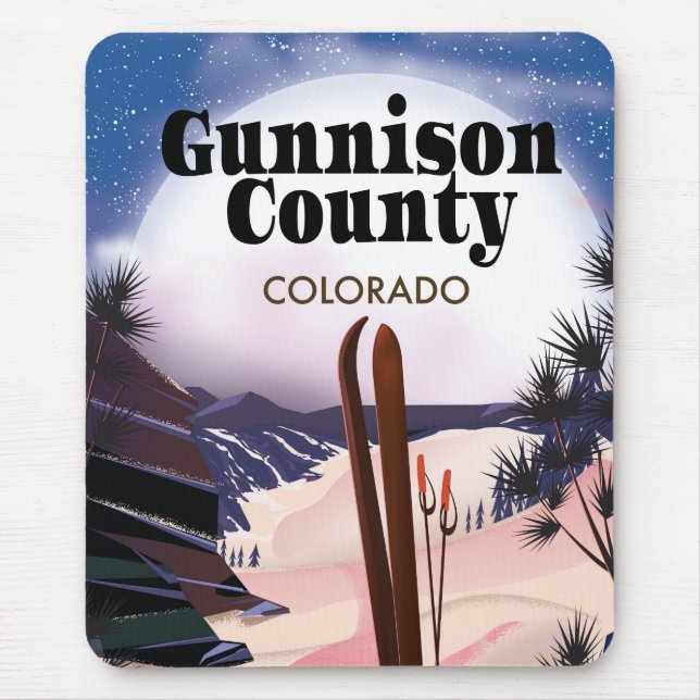 Gunnison county Ski travel poster. Mouse Pad (Front)