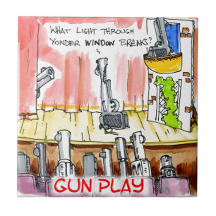 GunPlay Funny Cartoon Ceramic Tile