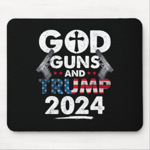 Guns And Trump 2024 Usa American Flag Mouse Pad