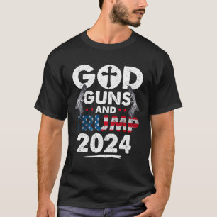 Guns And Trump 2024 Usa American Flag T-Shirt