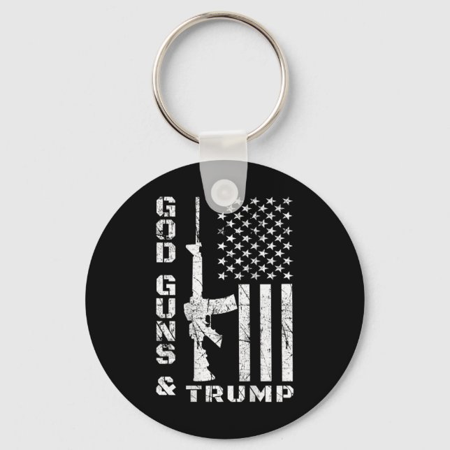 Guns And Trump 2nd Amendment Flag Ar15 (back)  Key Ring (Front)