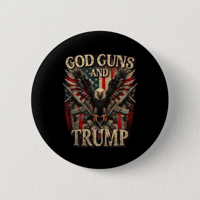 Guns And Trump 2nd Amendment Flag Eagle American F 6 Cm Round Badge (Front)