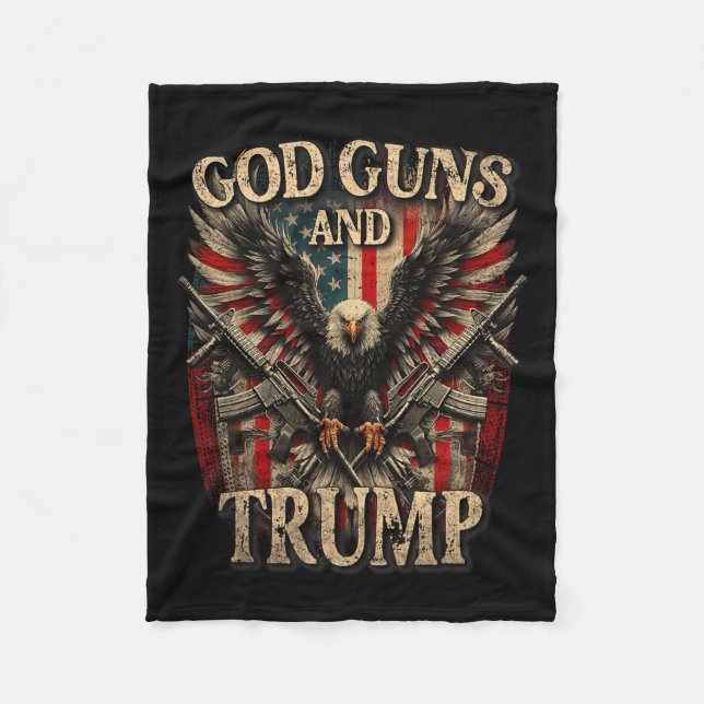 Guns And Trump 2nd Amendment Flag Eagle American F Fleece Blanket (Front)