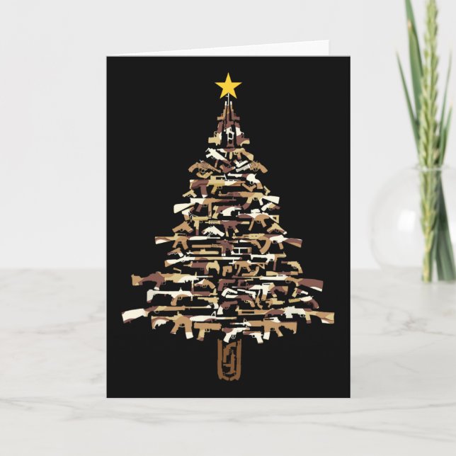 Guns Christmas Tree - Camo Print Xmas Gift For Gun Card (Front)