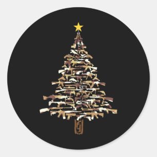 Guns Christmas Tree - Camo Print Xmas Gift For Gun Classic Round Sticker