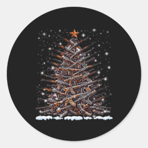 Guns Christmas Tree Funny Men Xmas 2024 For Gun Lo Classic Round Sticker
