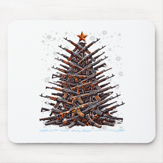 Guns Christmas Tree Funny Men Xmas 2024 For Gun Lo Mouse Pad (Front)