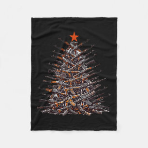 Guns Christmas Tree Funny Xmas 2024 Gifts For Gun Fleece Blanket