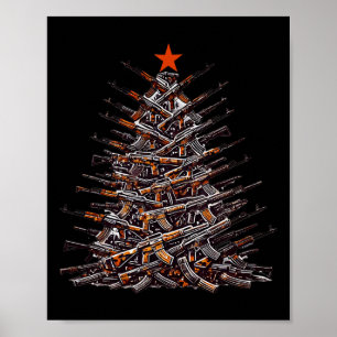 Guns Christmas Tree Funny Xmas 2024 Gifts For Gun  Poster