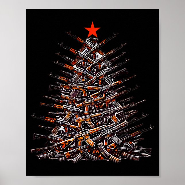 Guns Christmas Tree Funny Xmas 2025 For Gun Lover  Poster (Front)