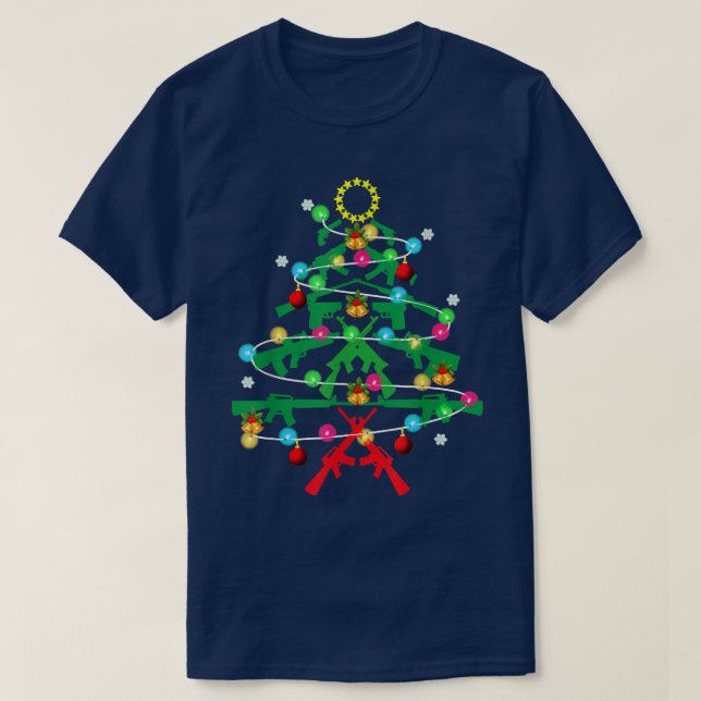 Guns christmas tree happy holidays for  lovers  T-Shirt (Design Front)