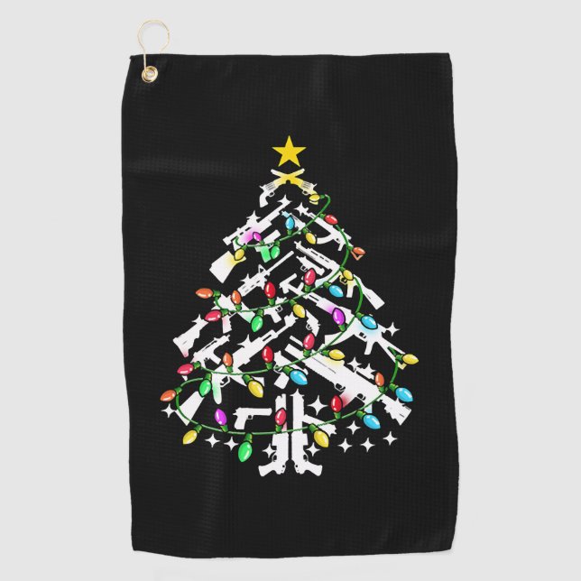 Guns Christmas Tree Ornament Golf Towel (Front)