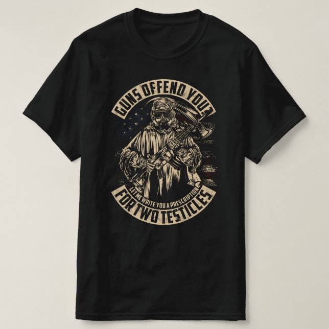 GUNS DEFENDS YOU FOR TWO TESTICLES VETERANS DAY T-Shirt (Design Front)