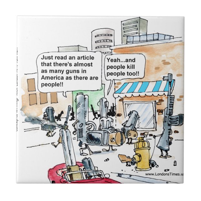 Guns Don't Kill Funny Gifts, Tees & Cards Ceramic Tile (Front)