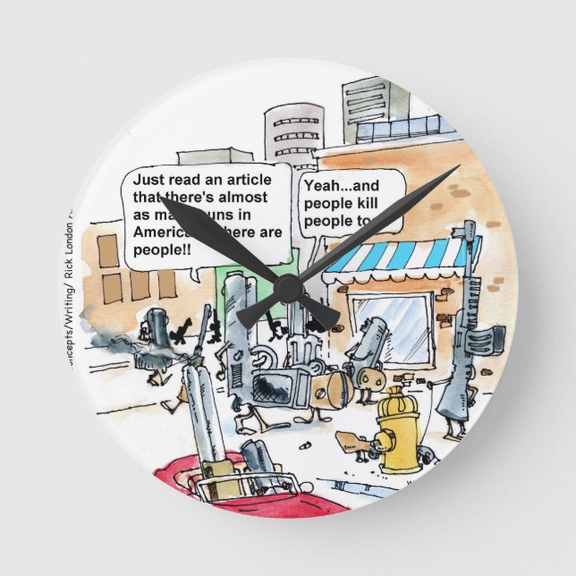 Guns Don't Kill Funny Gifts, Tees & Cards Round Clock (Front)