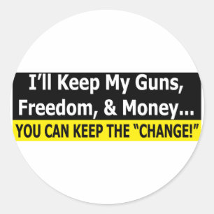 Guns, Freedom, and Money Classic Round Sticker