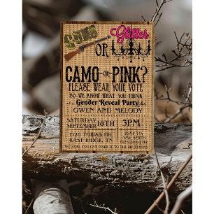 Guns or Glitter Gender Reveal Invitation - 5 x 7