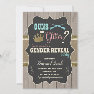 Guns or Glitter Gender Reveal Invitations