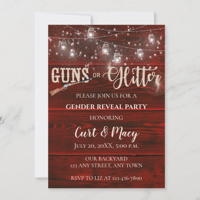 Guns or Glitter Gender Reveal Party Invitation (Front)