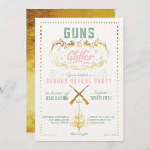 Guns or Glitter Gender Reveal Party Invitation