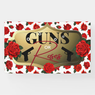 Guns or Roses Gender Reveal Baby Shower Banner