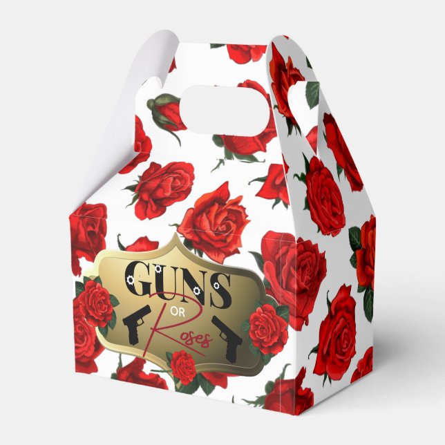 Guns or Roses Gender Reveal Baby Shower  Favour Box (Front Side)