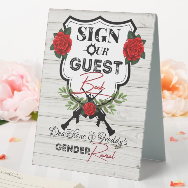 Guns or Roses Gender Reveal Baby Shower Guestbook (In SItu (Wedding))