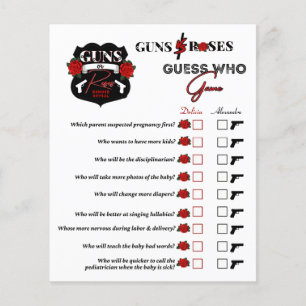 Guns or Roses Gender Reveal Baby Shower Photo Game Flyer