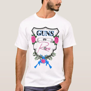 Guns or Roses Gender Reveal Baby Shower Pink/Blue T-Shirt