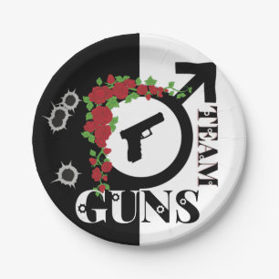 Guns or Roses Gender Reveal Baby Shower  Team GUNS Paper Plate