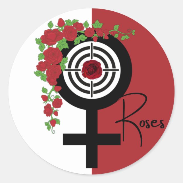 Guns or Roses Gender Reveal Baby Shower| Team Rose Classic Round Sticker (Front)
