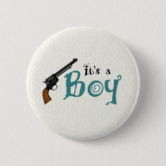 Guns or Roses Gender Reveal Button for It's a Boy