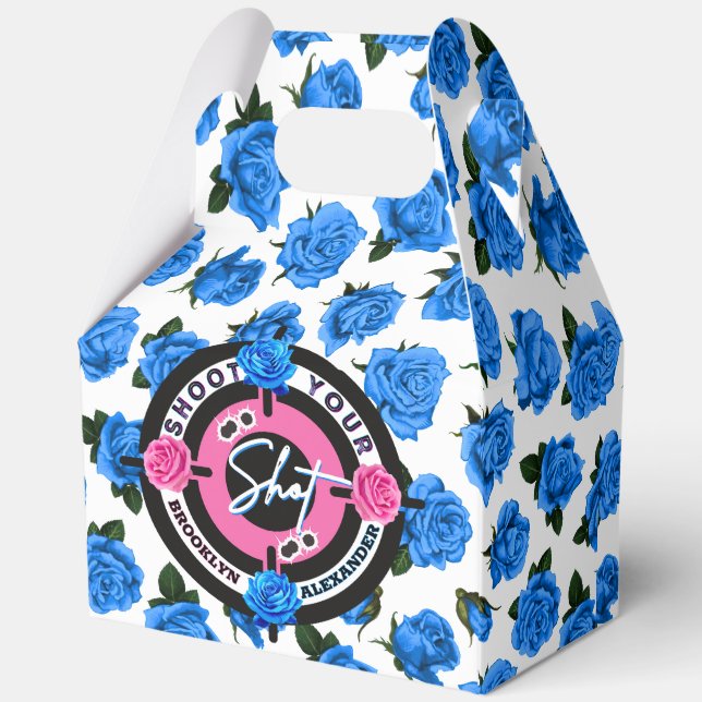 Guns or Roses Gender Reveal Pink/Blue Baby Shower  Favour Box (Back)