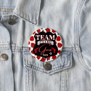 Guns or Roses Team GUNS Red Black Gender Reveal 7.5 Cm Round Badge