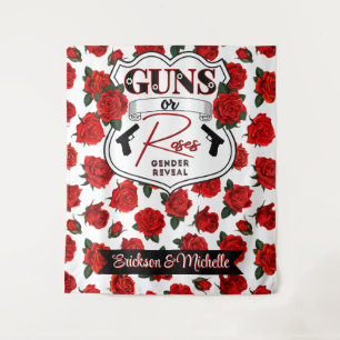 Guns or Roses White Badge Baby Gender Reveal Tapestry