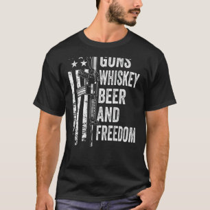 Guns Whisky Beer Freedom  4th July Drinking Flag G T-Shirt