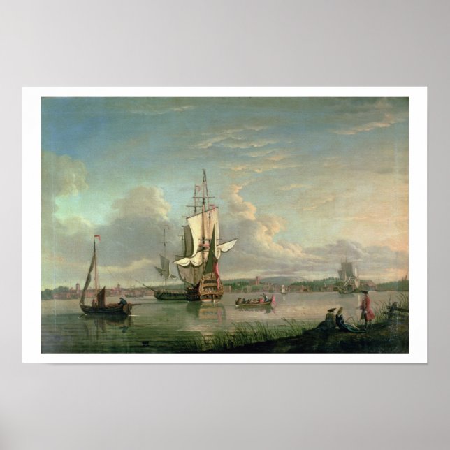 Gunship on the Thames off Woolwich Poster (Front)