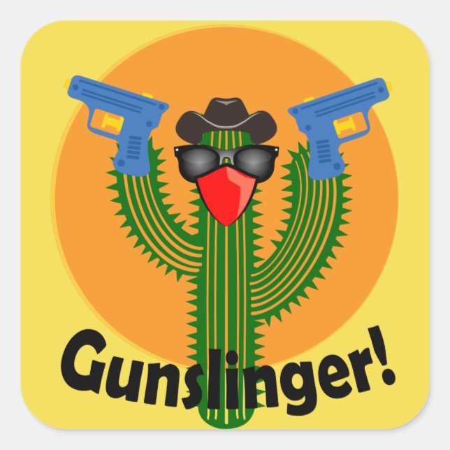 Gunslinger Cactus Design - Square Stickers, Glossy Sticker (Front)
