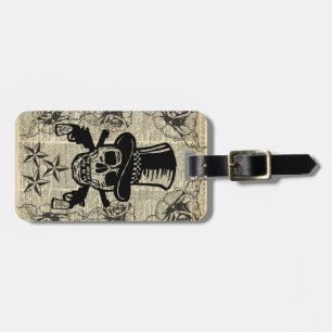 Gunslinger,Happy Skull,Guns,Roses,Gift,Teens,Rock Luggage Tag