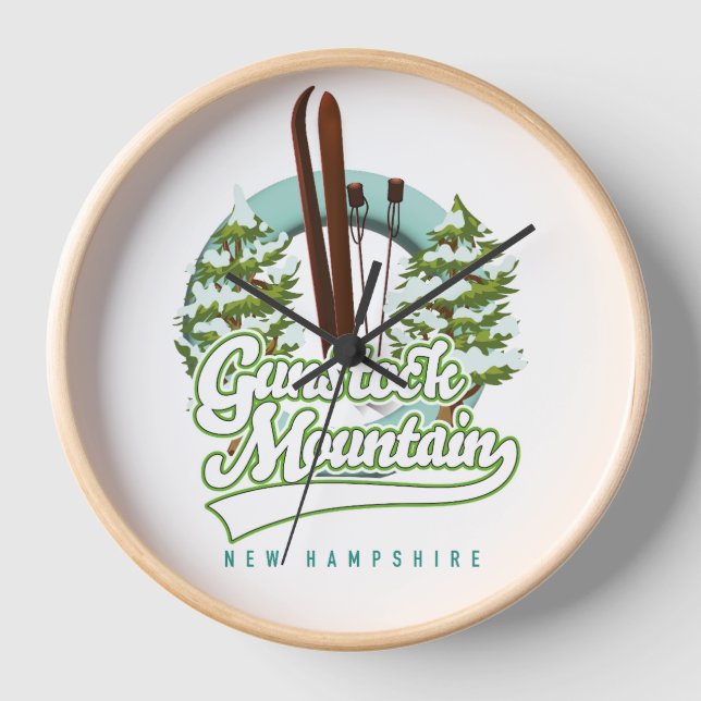 Gunstock Mountain New Hampshire ski poster Clock (Front)