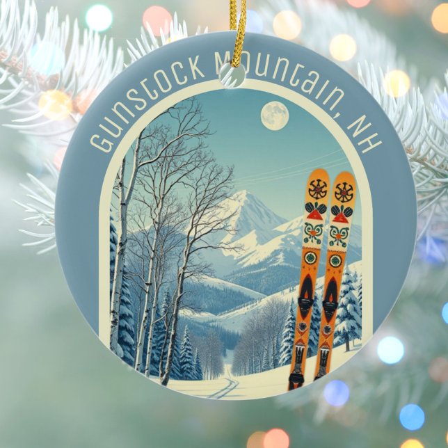 Gunstock Mountain New Hampshire ski souvenir  Ceramic Ornament (Creator Uploaded)
