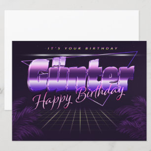 Günter Name Vorname lila retro Karte Geburtstag Card