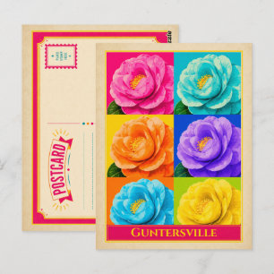 Guntersville Alabama Camellia Flower Vintage Postcard