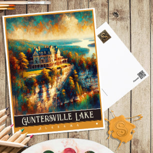 Guntersville Lake, Alabama Vintage Painting Postcard